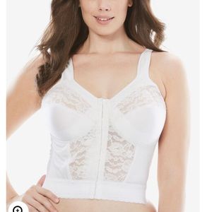 New Comfort Choice 42C Wireless Longline Posture Bra White woman within plus